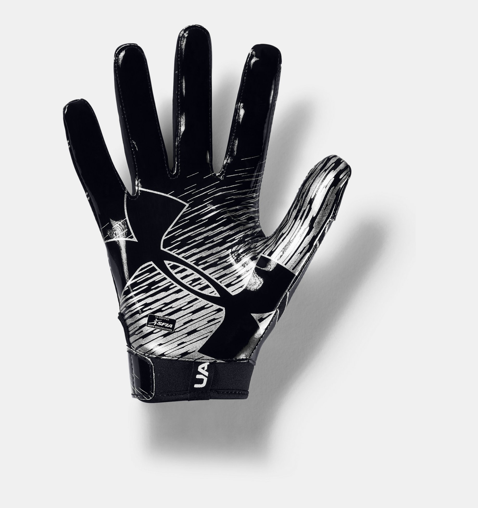 New Under Armour Men's Black/Black/White Spotlight WR Football Gloves 
